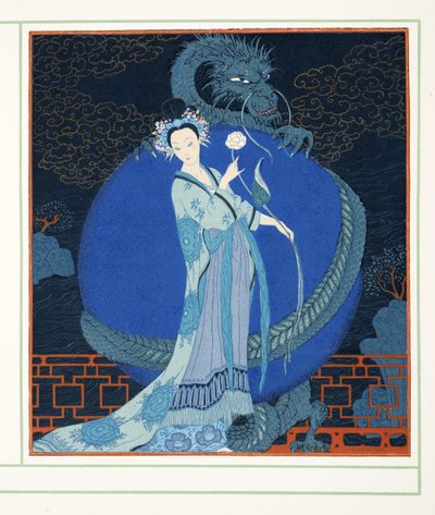 Turandot Kína hercegnője, a Personages de Comedie pubból. 1922 (sablonnyomat) alkotó: Georges Barbier