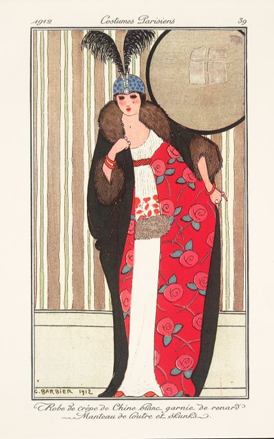 Női divattányér a Journal des Dames et des Modes-tól alkotó: Georges Barbier