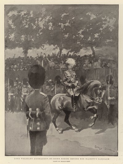 Lord Wolseley (főparancsnok) Őfelsége hintója előtt lovagol alkotó: Georges Bertin Scott