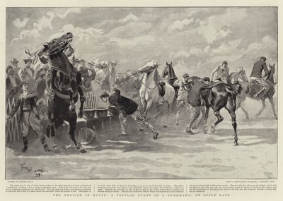 Az angolok Egyiptomban, egy népszerű esemény a Gymkhanában, egy Apple Race alkotó: Georges Bertin Scott