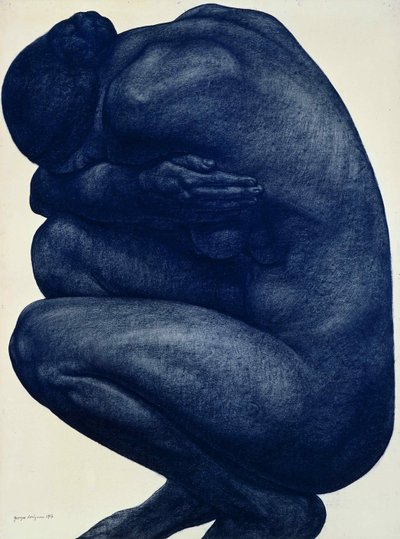 Guggoló női akt, 1916. alkotó: Georges Dorignac