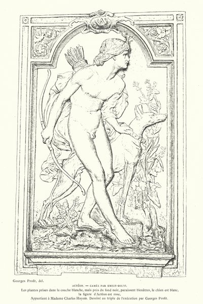Actaeon, a görög mitológia hőse, Emile Soldi francia szobrász cameója alkotó: Georges Ernest Profit