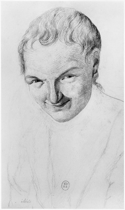 Idióta, illusztráció Jean Etienne Dominique Esquirol (1772-1840) kiadatlan értekezéséből a Salpetriere menedékház őrültjeiről, 1818 körül alkotó: Georges Francois Gabriel