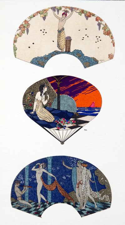 Paquin rajongói, G. Barbier és Paul Iribe után. 42. tábla, a Journal des Dames et des Modes folyóiratban megjelent Parisian Costumes-ből alkotó: Georges and Iribe Paul Barbier