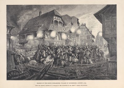 A Kilencedik Cuirassiers vádpontja, Morsbronn falu, 1870. augusztus 6., 1874-1900. alkotó: Georges Léon Alfred Perrichon