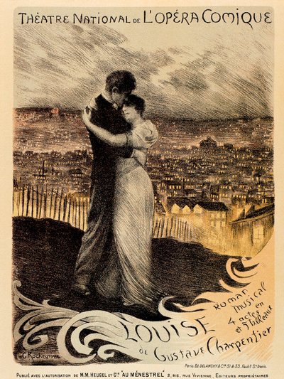 Gustave Charpentier „Louise” című plakátjának reprodukciója a Theatre National de L