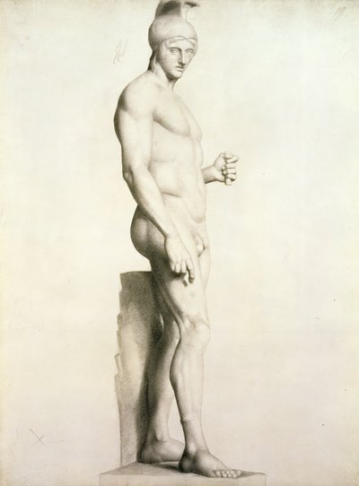 Sisakos harcos szobor profilja (p/p) alkotó: Georges Pierre Seurat
