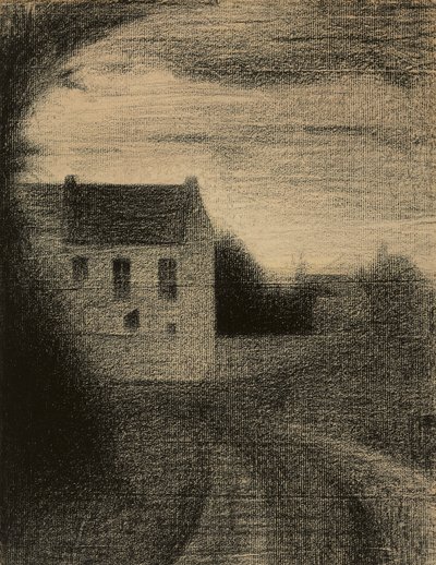 tér ház; Maison carree, 1882-1884 körül alkotó: Georges Pierre Seurat