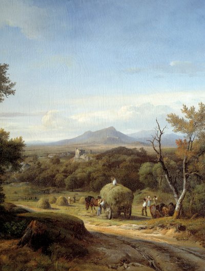 Vidéki jelenet. Bal oldali részlet. Georges Prieur festmény (XIX. század) alkotó: Georges Prieur