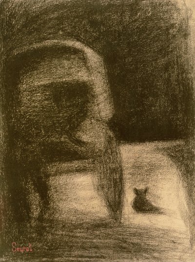Kocsi és kutya, 1882-84 körül (Conté zsírkréta papíron) alkotó: Georges Seurat