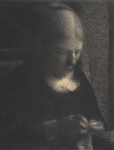 Hímzés; The Artists Mother, 1882-83 (conté zsírkréta Michallet papíron) alkotó: Georges Seurat