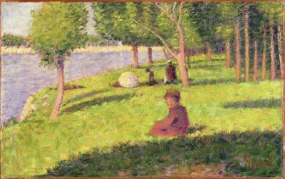 Ülő alakok, Tanulmány egy vasárnap délutánhoz La Grande Jatte szigetén, 1884-85 (olaj, fatábla) alkotó: Georges Seurat