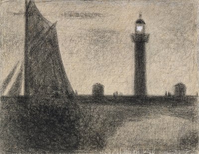 A honfleuri világítótorony, 1886 (konte zsírkréta gouache-színnel kirakott papíron) alkotó: Georges Seurat
