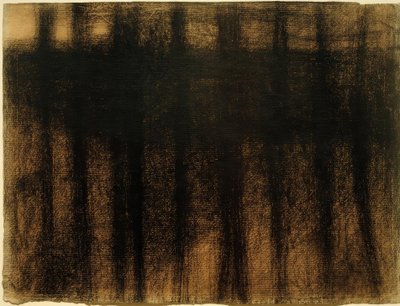 Vízben tükröződő fatörzsek (Baumstamme, sich ...) alkotó: Georges Seurat