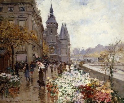 Virágpiac a Szajna mentén, alkotó: Georges Stein