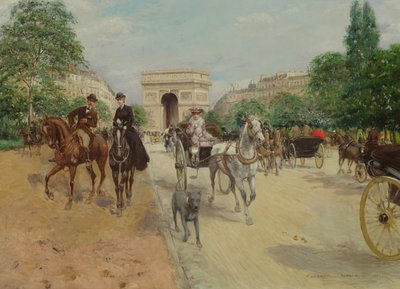 Lovasok és kocsik az Avenue du Bois-n, 1910 alkotó: Georges Stein