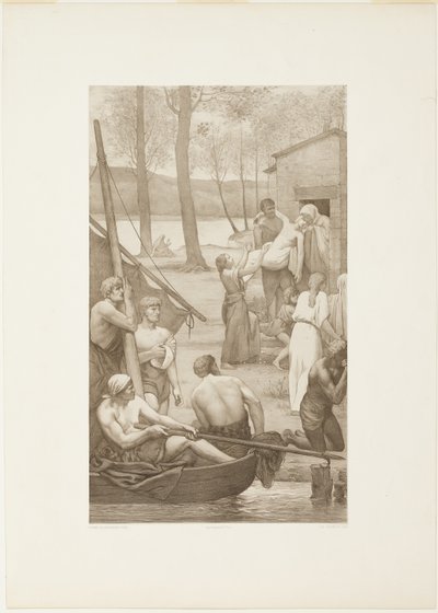 Szent Genovéva lelkipásztori élete (bal oldali panel) alkotó: Georges William Thornley