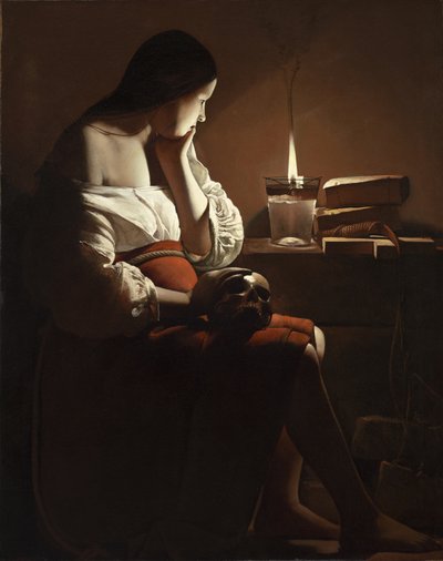 A Magdolna füstölgő lánggal alkotó: Georges de La Tour