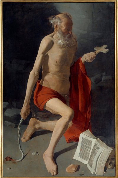 Szent Jeromos. Georges De La Tour festménye (1593-1652) alkotó: Georges de La Tour