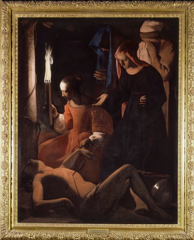 Szent Sebestyént Szent Irén kezeli. (St. Sebastian Tendered by St. Irene) Georges De La Tour festménye (1593-1652) alkotó: Georges de La Tour