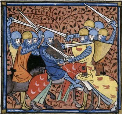 Ebroin legyőzi az osztrákokat, a Les Grandes chroniques de France, Royal 16 G VI f.114v, 1332-1350 körül (22528516520) alkotó: Georgia Levan Ramishvili from Tbilisi