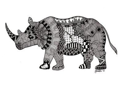 The Rhino, 2015 (tus, bristol karton) alkotó: Georgina Naisbitt