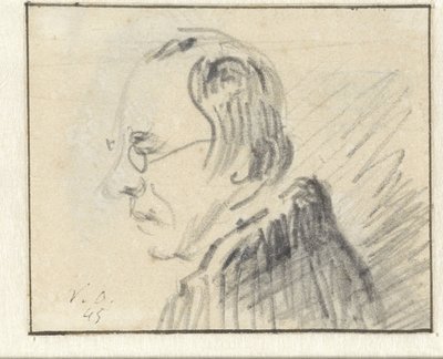 Szemüveges férfi profilja, balra nézve alkotó: Georgius Jacobus Johannes van Os