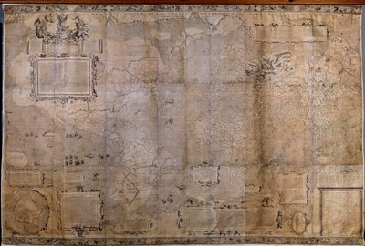 A világ földrajzi térképe. A holland iskola térképe Gerard Mercator (1512-1594) vetületéből alkotó: Gerard (after) Mercator
