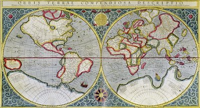 Mercator világtérképe (1587) – H. Kraemer "Az Univerzum és az emberiség" című könyvében alkotó: Gerard (after) Mercator