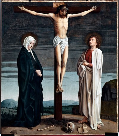 Keresztrefeszített poliptichon tábla a San Gerolamo della Cervara templomból - Gerard David festménye (kb. 1460-1523) 1506 Méret 90x100 cm Genes Musei di Strada Nuova (ex Palazzo Bianco) Olaszország alkotó: Gerard David