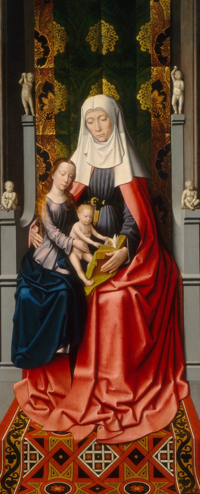 A Szent Anna-oltárkép: Szent Anna Szűzanyával és Gyermekével [középső tábla], c. 15001520. alkotó: Gerard David
