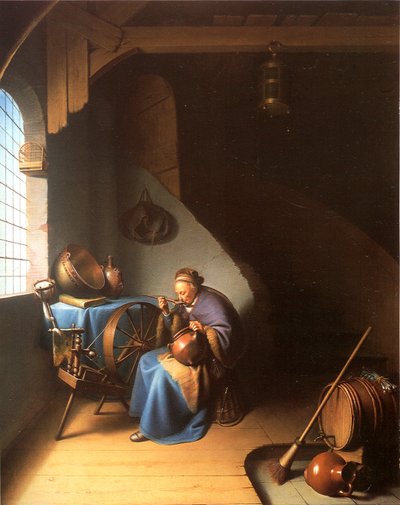 Belső egy zabkását evő nővel alkotó: Gerrit Dou