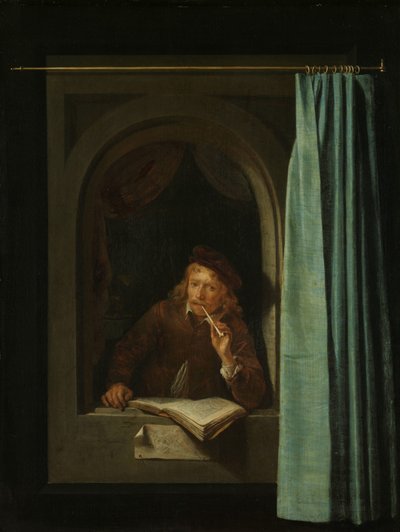 Férfi pipázik alkotó: Gerrit Dou