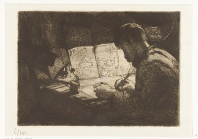 Önarckép a rajztábla mögött alkotó: Gerard Jan Bos (signed by artist)