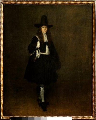 Férfi portréja fekete festményen Gerard Ter Borch (1617-1681) 17. századi V. 0,67x0,53 m Párizs, musee du Louvre - Fekete ruhás férfi portréja. Gerard Ter Borch (1617-1681) festménye alkotó: Gerard ter Borch
