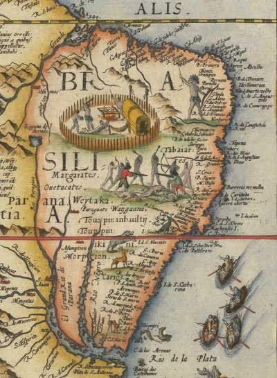 Dél-Amerika térképe, 1593 (kivágott) alkotó: Gerard de Jode