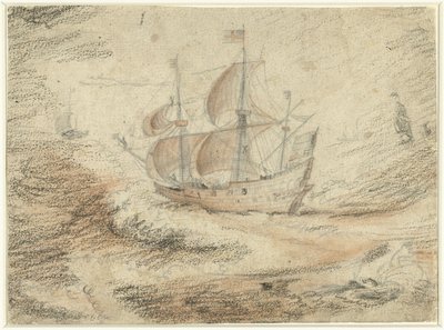 Vitorlás hajó a tengeren alkotó: Gerard ter Borch (II) (possibly)