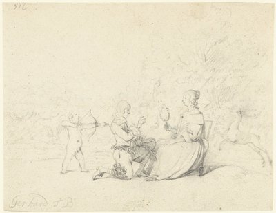 Úriember térdel egy hölgy előtt alkotó: Gerard ter Borch (II)