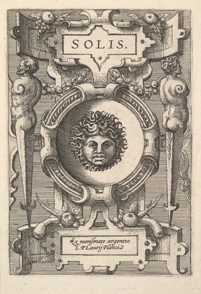 Sol mellszobra pántokkal körülvéve, a „Deorum dearumque” sorozatból, egy képsorozat a..., 1573 alkotó: Gerard van Groeningen