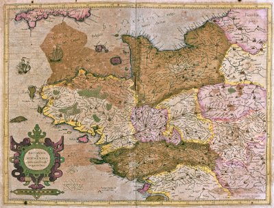 Bretagne és Normandia, Franciaország (metszet alkotó: Gerardus Mercator