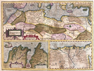Észak-Afrika Tunisz és a Nílus-delta ostromával (metszet alkotó: Gerardus Mercator