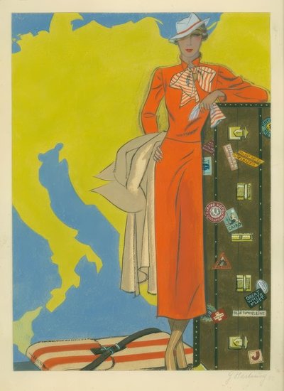 Női divat 1932 / utazási ruha / Gerd Hartung alkotó: Gerd Hartung