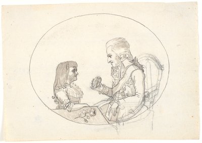 Frederik koronaherceg a koronaherceggel (VIII. kr.) Sofie Frederikke néhai koronahercegnő portréját mutatja. alkotó: Gerhard Ludvig Lahde