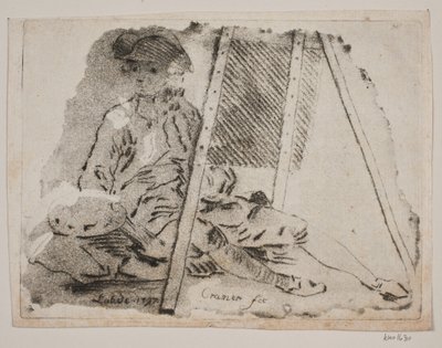 Egy festő (Juel) a festőállványánál alkotó: Gerhard Ludvig Lahde