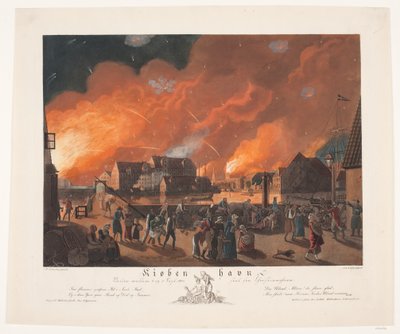 Koppenhága, a szeptember 4. és 5. közötti éjszaka Christianshavnból nézve alkotó: Gerhard Ludvig Lahde