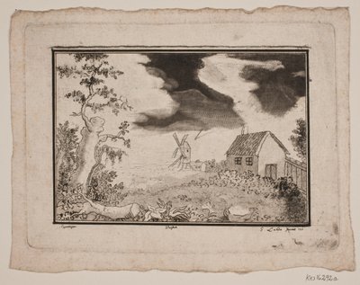 Táj, ház és malom alkotó: Gerhard Ludvig Lahde