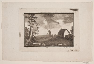 Táj, ház és malom alkotó: Gerhard Ludvig Lahde
