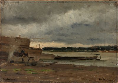 Kilátás a Rajnára Düsseldorf közelében alkotó: Gerhard Munthe