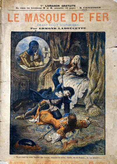 Le Masque de Fer, Edmond Ladoucette regényének borítója, részletekben megjelent a 19. század végén alkotó: Gerlier