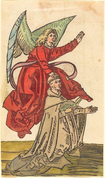 Egy szerzetes angyallal alkotó: German 15th Century